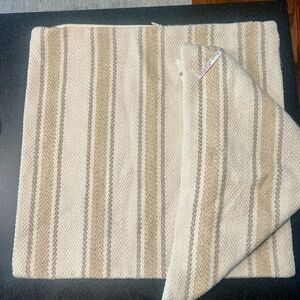 Pair of Annie Selke 20x20 natural fiber Cream Khaki Brown o’door Pillow covers